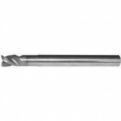 Corner Radius End Mill: 0.6299″ Dia, 0.9449″ LOC, 0.1575″ Radius, 3 Flutes, Solid Carbide 38 ° Helix, Bright/Uncoated, Corner Radius End, Series ABDE