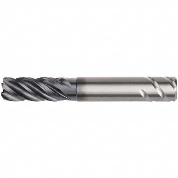 Kennametal - 25mm, 5 Flute, Single End, Solid Carbide, 6mm Corner Radius End Mill - 135mm OAL, 38° Helix, Right Hand Flute, 45mm LOC, Right Hand Cut, 75mm Extended Reach - Benchmark Tooling