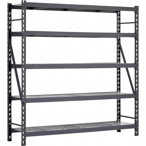 Edsal - 5 Shelf Starter Unit Wire Deck Open Steel Shelving - 7,500 Lb Capacity, 90" Wide x 90" High x 24" Deep, Black - Benchmark Tooling