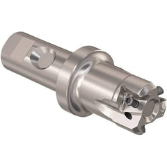 Seco - 32mm Cut Diam, 12mm Max Depth of Cut, 25mm Shank Diam, 110mm OAL, Indexable Square Shoulder Slot Milling End Mill - LOEX12 Inserts, Weldon Shank, 90° Lead Angle, Through Coolant, Series 217.94-12 - Benchmark Tooling
