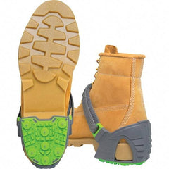 Winter Walking - Size 4-7, (Women's Size 6-8) Strap-On Cleat - Tungsten Carbide Stud Traction, Green & Gray - Benchmark Tooling