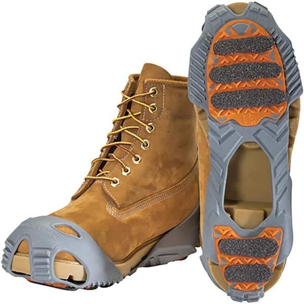 Winter Walking - Size 7-9, (Women's Size 9-11) Overshoe Cleat - Grit Traction, Orange & Gray - Benchmark Tooling