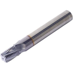 Vargus - 1/2-14 NPTF, 14.25mm Cutting Diam, 4 Flute, Solid Carbide Helical Flute Thread Mill - Internal/External Thread, 19.05mm LOC, 92mm OAL, 16mm Shank Diam - Exact Industrial Supply