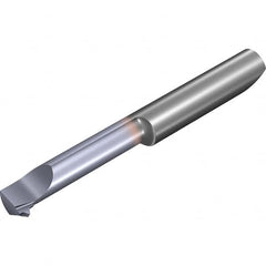 Vargus - 16mm Cutting Depth, 4.4mm Diam, Internal Thread, Solid Carbide, Single Point Threading Tool - TiCN Finish, 35mm OAL, 4mm Shank Diam, 1.9mm Projection from Edge, 0.5mm Max Pitch, 60° Profile Angle - Exact Industrial Supply