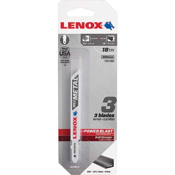 Lenox - Jig Saw Blades Blade Material: Bi-Metal Blade Length (Inch): 3-5/8 - Benchmark Tooling