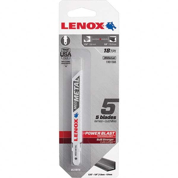 Lenox - Jig Saw Blades Blade Material: Bi-Metal Blade Length (Inch): 3-5/8 - Benchmark Tooling