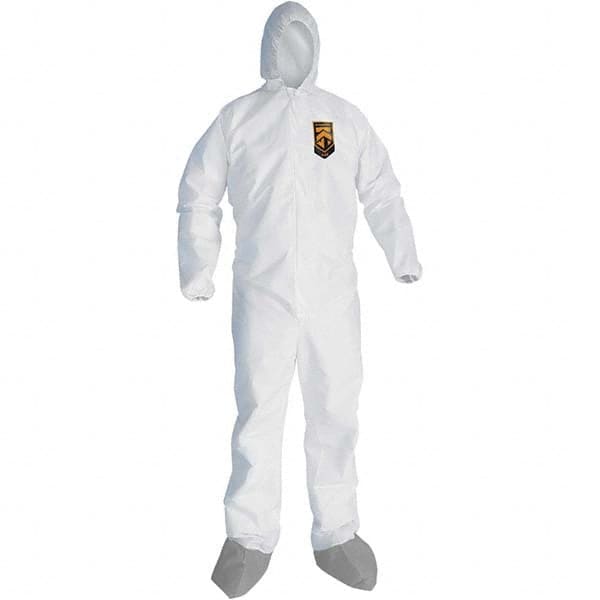 KleenGuard - Size 3XL Microporous Film Laminate General Purpose Coveralls - White, Zipper Closure, Elastic Cuffs, with Boots, Serged Seams - Benchmark Tooling