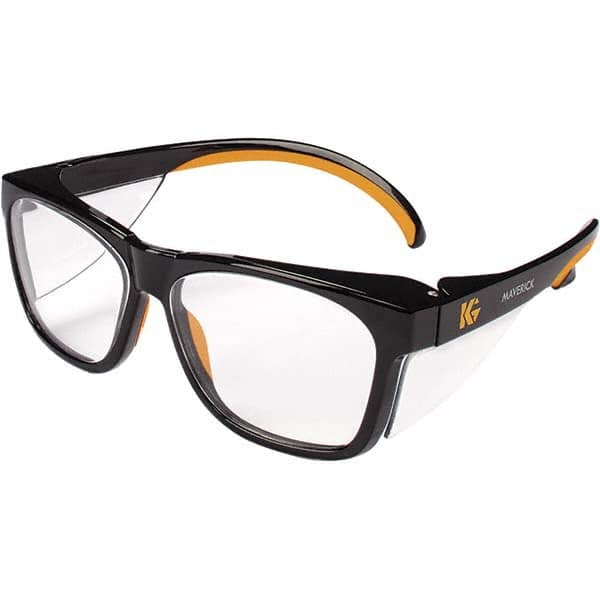 KleenGuard - Clear Lenses, Framed Safety Glasses - Anti-Reflective, Scratch Resistant, Black Frame, Size Universal, Wrap Around - Benchmark Tooling