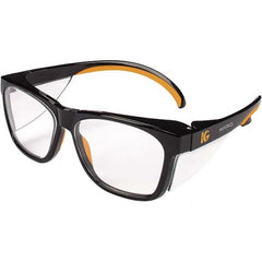 KleenGuard - Clear Lenses, Framed Safety Glasses - Anti-Reflective, Scratch Resistant, Black Frame, Size Universal, Wrap Around - Benchmark Tooling