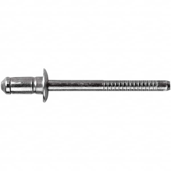 STANLEY Engineered Fastening - Size 6 Dome Head Steel Open End Blind Rivet - Steel Mandrel, 0.1378" to 0.2362" Grip, 3/16" Head Diam, 0.1929" to 0.2008" Hole Diam, 3.2" Body Diam - Benchmark Tooling