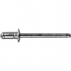 STANLEY Engineered Fastening - Size 6 Dome Head Steel Open End Blind Rivet - Steel Mandrel, 0.1378" to 0.2362" Grip, 3/16" Head Diam, 0.1929" to 0.2008" Hole Diam, 3.2" Body Diam - Benchmark Tooling