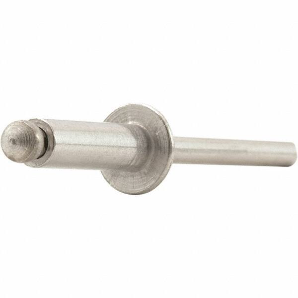 STANLEY Engineered Fastening - Size 4 Dome Head Aluminum Open End Blind Rivet - Aluminum Mandrel, 1/4" Max Grip, 1/8" Head Diam, 0.129" to 0.133" Hole Diam, - Benchmark Tooling