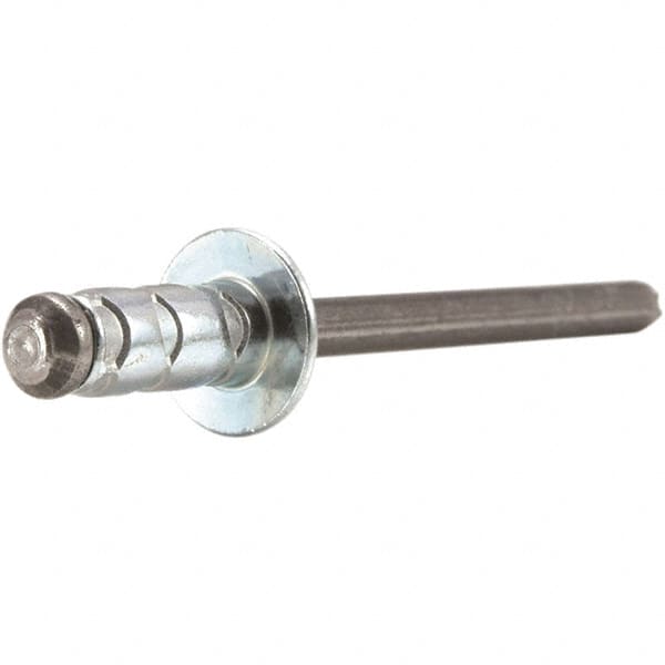 STANLEY Engineered Fastening - Size 6 Large Flange Head Aluminum Multi Grip Blind Rivet - Steel Mandrel, 0.437" to 3/4" Grip, 3/16" Head Diam, 0.192" to 0.205" Hole Diam, 0.116" Body Diam - Benchmark Tooling