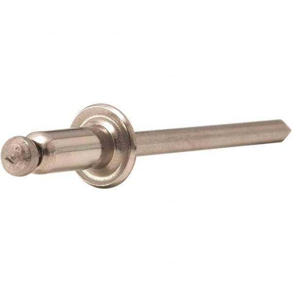 STANLEY Engineered Fastening - Size 5 Dome Head Stainless Steel Open End Blind Rivet - Steel Mandrel, 0.188" to 1/4" Grip, 5/32" Head Diam, 0.16" to 0.164" Hole Diam, 0.097" Body Diam - Benchmark Tooling