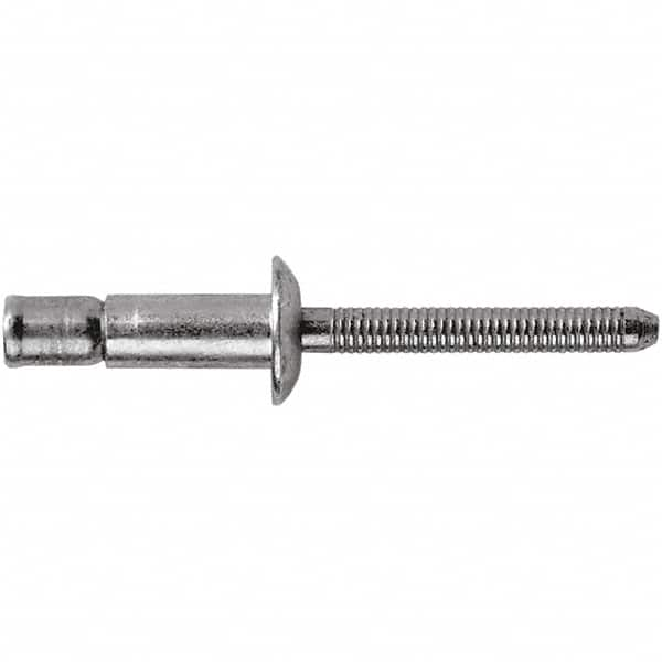 STANLEY Engineered Fastening - Size 8 Dome Head Steel Structural with Locking Stem Blind Rivet - Steel Mandrel, 0.08" to 3/8" Grip, 1/4" Head Diam, 0.261" to 0.276" Hole Diam, 0.162" Body Diam - Benchmark Tooling