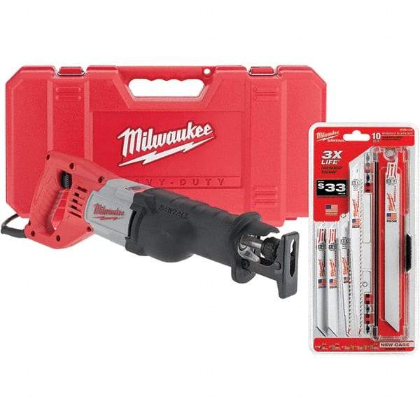 Milwaukee Tool - 3,000 Strokes per min, 1-1/8" Stroke Length Electric Reciprocating Saw - 12 Amps - Benchmark Tooling