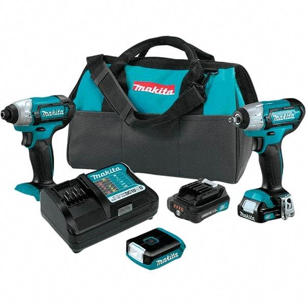 Makita - 12 Volt Cordless Tool Combination Kit - Includes Impact Driver, 3/8" Compact Impact Wrench & Flashlight, Lithium-Ion Battery Included - Benchmark Tooling