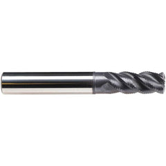 Emuge - 10mm Diam, 22mm LOC, 4 Flute Solid Carbide Roughing & Finishing End Mill - TiAlN Finish, 72mm OAL, 10mm Shank Diam, Cylindrical Shank, 45° Helix, Long Length - Benchmark Tooling