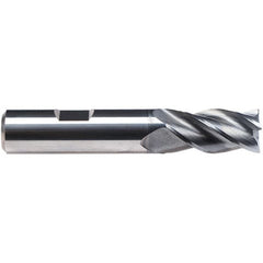 Emuge - 1" Diam, 1-1/2" LOC, 4 Flute Solid Carbide Roughing & Finishing End Mill - CrN Finish, 4" OAL, 1" Shank Diam, Weldon Shank, 38° Helix, Centercutting, Regular Length - Benchmark Tooling