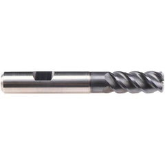 Emuge - 3mm Diam, 22mm LOC, 4 Flute Solid Carbide Roughing & Finishing End Mill - TiAlN Finish, 72mm OAL, 10mm Shank Diam, Weldon Shank, 50° Helix, Long Length - Benchmark Tooling