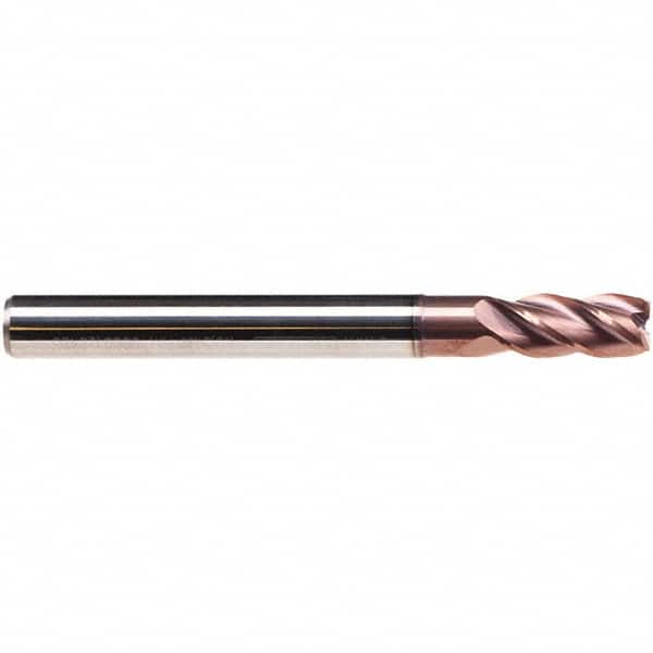 Emuge - 5mm Diam, 13mm LOC, 4 Flute Solid Carbide Roughing & Finishing End Mill - TiAlN Finish, 57mm OAL, 6mm Shank Diam, Cylindrical Shank, 38° Helix, Long Length - Benchmark Tooling