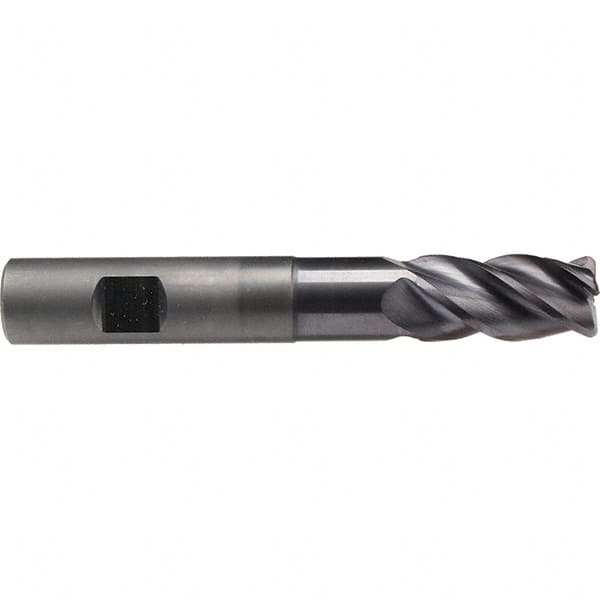 Emuge - 16mm Diam, 32mm LOC, 4 Flute Solid Carbide Roughing & Finishing End Mill - TiAlN Finish, 108mm OAL, 16mm Shank Diam, Weldon Shank, 40° Helix, Extra Long Length - Benchmark Tooling