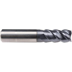 Emuge - 5mm Diam, 18mm LOC, 4 Flute Solid Carbide Roughing & Finishing End Mill - TiAlN Finish, 57mm OAL, 6mm Shank Diam, Cylindrical Shank, 50° Helix, Centercutting, Long Length - Benchmark Tooling