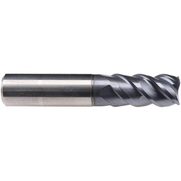 Emuge - 6mm Diam, 20mm LOC, 4 Flute Solid Carbide Roughing & Finishing End Mill - TiAlN Finish, 57mm OAL, 6mm Shank Diam, Cylindrical Shank, 50° Helix, Centercutting, Long Length - Benchmark Tooling