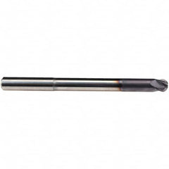 Emuge - 1/2" Diam, 3/8" LOC, 4 Flute Solid Carbide Ball End Mill - TiAlN Finish, Single End, 6" OAL, 1/2" Shank Diam, Ball Flute - Benchmark Tooling
