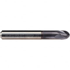 Emuge - 5/16" Diam, 9/32" LOC, 4 Flute Solid Carbide Ball End Mill - TiAlN Finish, Single End, 2-1/2" OAL, 5/16" Shank Diam, Ball Flute - Benchmark Tooling