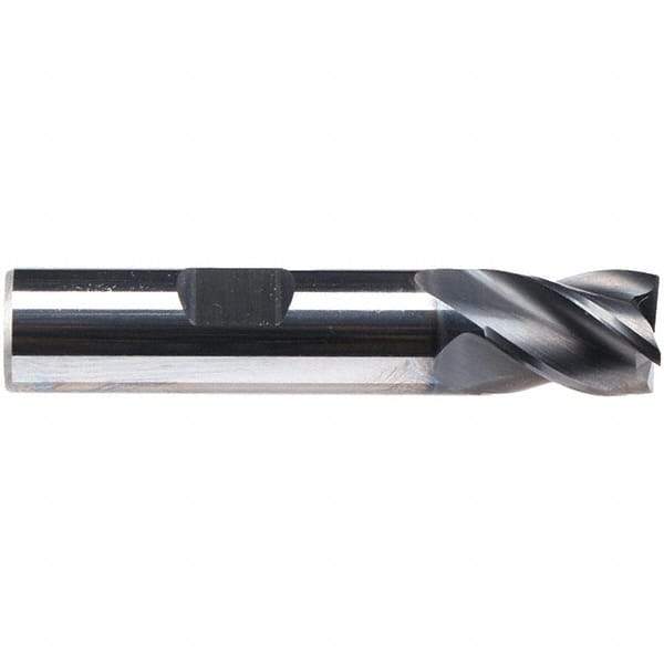 Emuge - 5/16" Diam, 1/2" LOC, 4 Flute Solid Carbide Roughing & Finishing End Mill - CrN Finish, 2" OAL, 5/16" Shank Diam, Weldon Shank, 38° Helix, Centercutting, Stub Length - Benchmark Tooling
