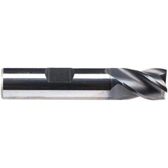 Emuge - 3/8" Diam, 5/8" LOC, 4 Flute Solid Carbide Roughing & Finishing End Mill - CrN Finish, 2" OAL, 3/8" Shank Diam, Weldon Shank, 38° Helix, Centercutting, Stub Length - Benchmark Tooling