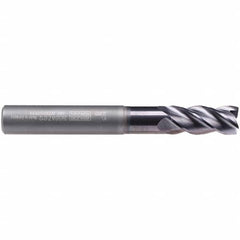 Emuge - 20mm Diam, 38mm LOC, 4 Flute Solid Carbide Roughing & Finishing End Mill - TiAlN Finish, 126mm OAL, 20mm Shank Diam, Cylindrical Shank, 40° Helix, Extra Long Length - Benchmark Tooling