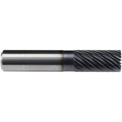 Emuge - 16mm Diam, 32mm LOC, 16 Flute Solid Carbide Roughing & Finishing End Mill - TiAlN Finish, 92mm OAL, 16mm Shank Diam, Cylindrical Shank, 40° Helix, Long Length - Benchmark Tooling
