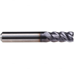 Emuge - 3/16" Diam, 3/8" LOC, 4 Flute Solid Carbide Roughing & Finishing End Mill - TiAlN Finish, 2" OAL, 1/4" Shank Diam, Cylindrical Shank, 50° Helix, Centercutting, Long Length - Benchmark Tooling