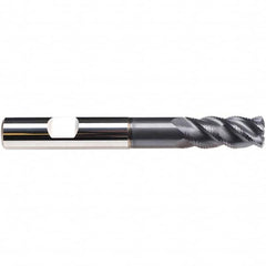 Emuge - 8mm Diam, 19mm LOC, 4 Flute Solid Carbide Roughing & Finishing End Mill - TiAlN Finish, 68mm OAL, 8mm Shank Diam, Weldon Shank, 45° Helix, Extra Long Length - Benchmark Tooling