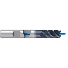 Emuge - 6mm Diam, 13mm LOC, 4 Flute Solid Carbide Roughing & Finishing End Mill - TiAlN Finish, 57mm OAL, 6mm Shank Diam, Weldon Shank, 45° Helix, Long Length - Benchmark Tooling