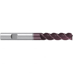 Emuge - 8mm Diam, 24mm LOC, 3 Flute Solid Carbide Roughing & Finishing End Mill - TiAlN Finish, 68mm OAL, 8mm Shank Diam, Weldon Shank, 38° Helix, Centercutting, Extra Long Length - Benchmark Tooling