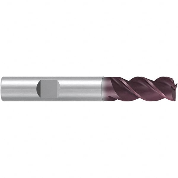 Emuge - 2mm Diam, 6mm LOC, 3 Flute Solid Carbide Roughing & Finishing End Mill - TiAlN Finish, 57mm OAL, 6mm Shank Diam, Weldon Shank, 38° Helix, Centercutting, Long Length - Benchmark Tooling