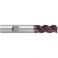 Emuge - 4mm Diam, 8mm LOC, 3 Flute Solid Carbide Roughing & Finishing End Mill - TiAlN Finish, 57mm OAL, 6mm Shank Diam, Weldon Shank, 38° Helix, Centercutting, Long Length - Benchmark Tooling