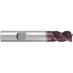 Emuge - 5mm Diam, 6mm LOC, 3 Flute Solid Carbide Roughing & Finishing End Mill - TiAlN Finish, 54mm OAL, 6mm Shank Diam, Weldon Shank, 38° Helix, Centercutting, Stub Length - Benchmark Tooling