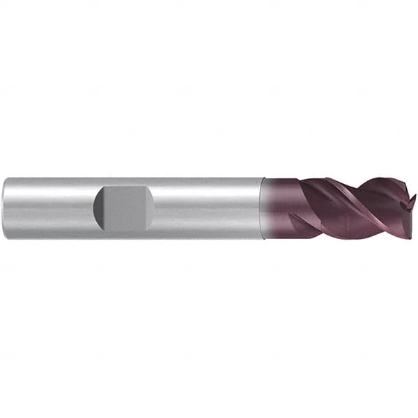 Emuge - 2.8mm Diam, 4mm LOC, 3 Flute Solid Carbide Roughing & Finishing End Mill - TiAlN Finish, 50mm OAL, 6mm Shank Diam, Weldon Shank, 38° Helix, Centercutting, Stub Length - Benchmark Tooling