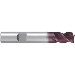 Emuge - 3.5mm Diam, 4mm LOC, 3 Flute Solid Carbide Roughing & Finishing End Mill - TiAlN Finish, 50mm OAL, 6mm Shank Diam, Weldon Shank, 38° Helix, Centercutting, Stub Length - Benchmark Tooling