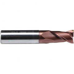 Emuge - 7mm Diam, 13mm LOC, 2 Flute Solid Carbide Roughing & Finishing End Mill - TiAlN Finish, 63mm OAL, 8mm Shank Diam, Cylindrical Shank, 38° Helix, Centercutting, Long Length - Benchmark Tooling