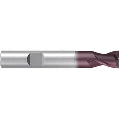 Emuge - 20mm Diam, 20mm LOC, 2 Flute Solid Carbide Roughing & Finishing End Mill - TiAlN Finish, 92mm OAL, 20mm Shank Diam, Weldon Shank, 38° Helix, Centercutting, Stub Length - Benchmark Tooling
