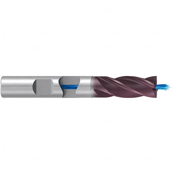 Emuge - 20mm Diam, 38mm LOC, 4 Flute Solid Carbide Roughing & Finishing End Mill - TiAlN Finish, 104mm OAL, 20mm Shank Diam, Weldon Shank, 38° Helix, Long Length - Benchmark Tooling