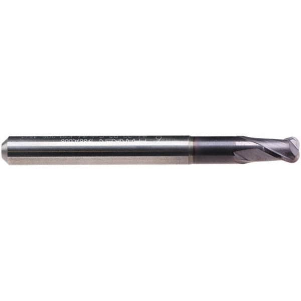 Emuge - 7/16" Diam, 11/32" LOC, 2 Flute Solid Carbide Roughing & Finishing End Mill - TiAlN Finish, 3" OAL, 7/16" Shank Diam, Cylindrical Shank, 30° Helix, Stub Length - Benchmark Tooling
