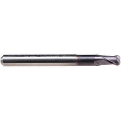 Emuge - 8mm Diam, 7mm LOC, 2 Flute Solid Carbide Roughing & Finishing End Mill - TiAlN Finish, 63mm OAL, 8mm Shank Diam, Cylindrical Shank, 30° Helix, Stub Length - Benchmark Tooling