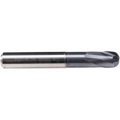 Emuge - 12mm Diam, 10mm LOC, 2 Flute Solid Carbide Roughing & Finishing End Mill - TiAlN Finish, 92mm OAL, 16mm Shank Diam, Cylindrical Shank, 30° Helix, Stub Length - Benchmark Tooling