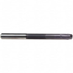 Emuge - 10mm Diam, 8mm LOC, 2 Flute Solid Carbide Roughing & Finishing End Mill - TiAlN Finish, 120mm OAL, 10mm Shank Diam, Cylindrical Shank, 30° Helix, Extra Long Length - Benchmark Tooling